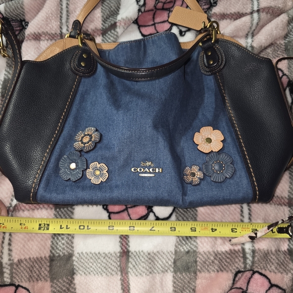 Coach Denim and Black Floral Crossbody Bag - Picture 6 of 15